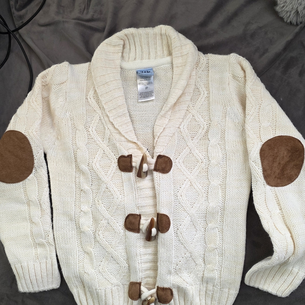 Cozy Cream Cardigan with Brown Accents